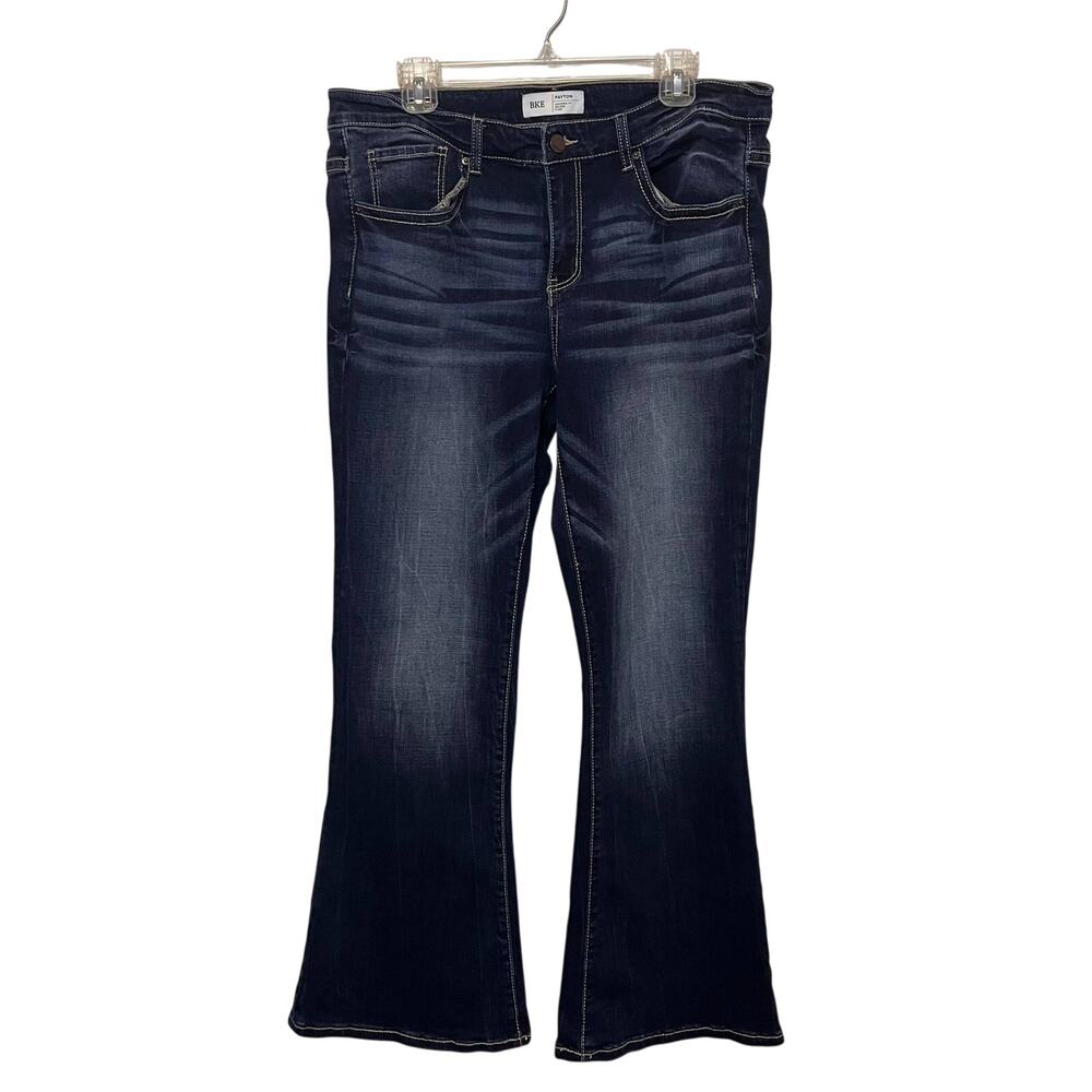 BKE Payton Flare Jeans Womens 32x31.5 Dark Wash Mid Rise Denim Western Cowgirl